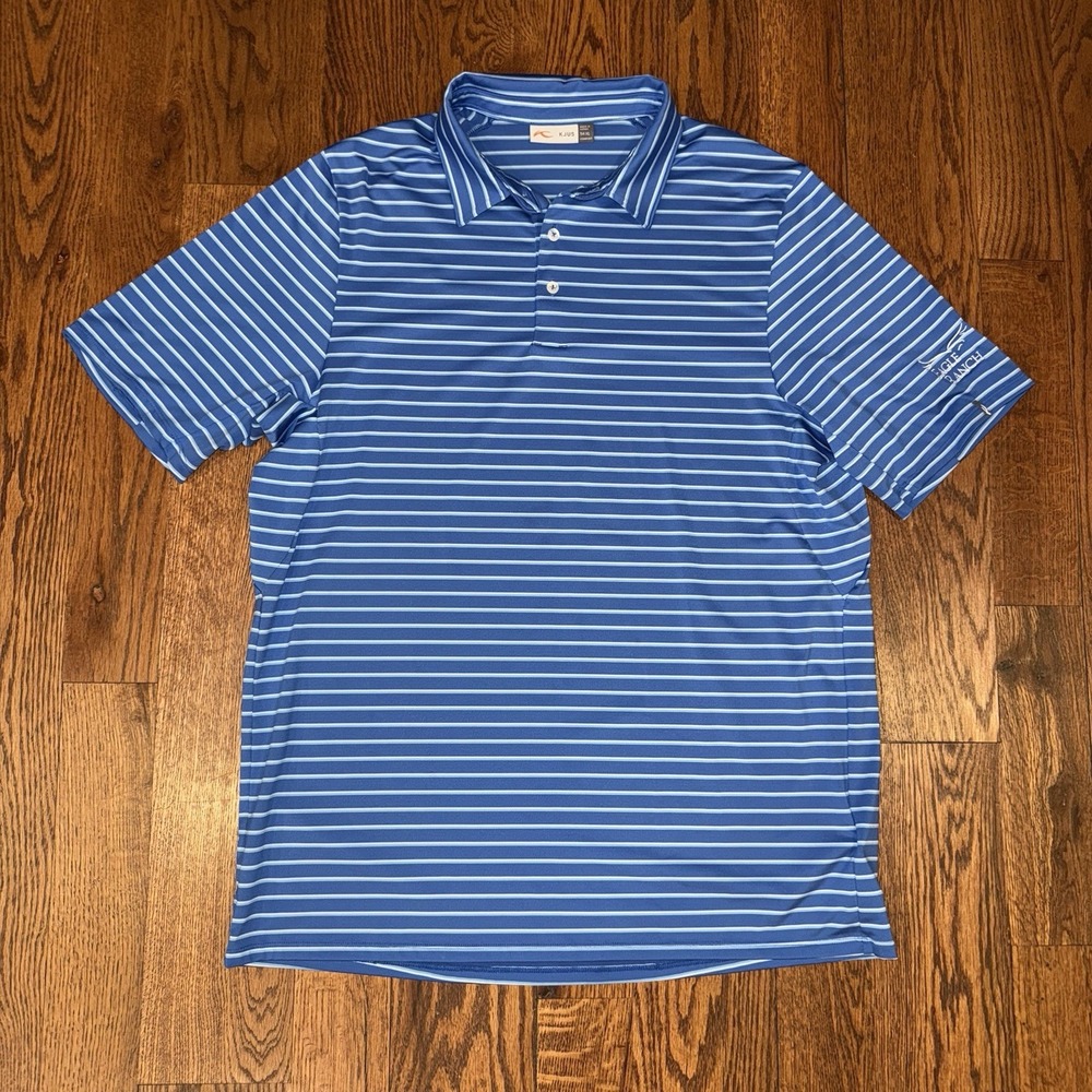 KJUS Soren Performance Polo‎ Men's 54 XL Blue Striped Eagle Ranch Short Sleeve - Picture 2 of 7